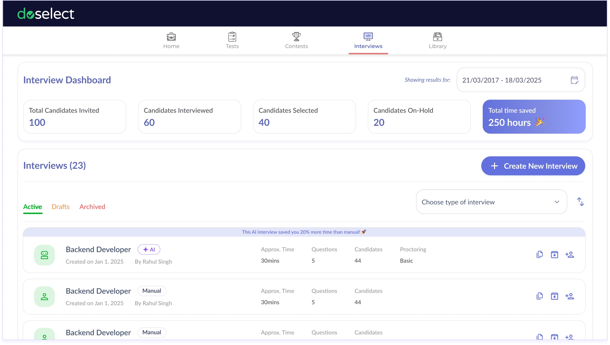 AI Interview Dashboard