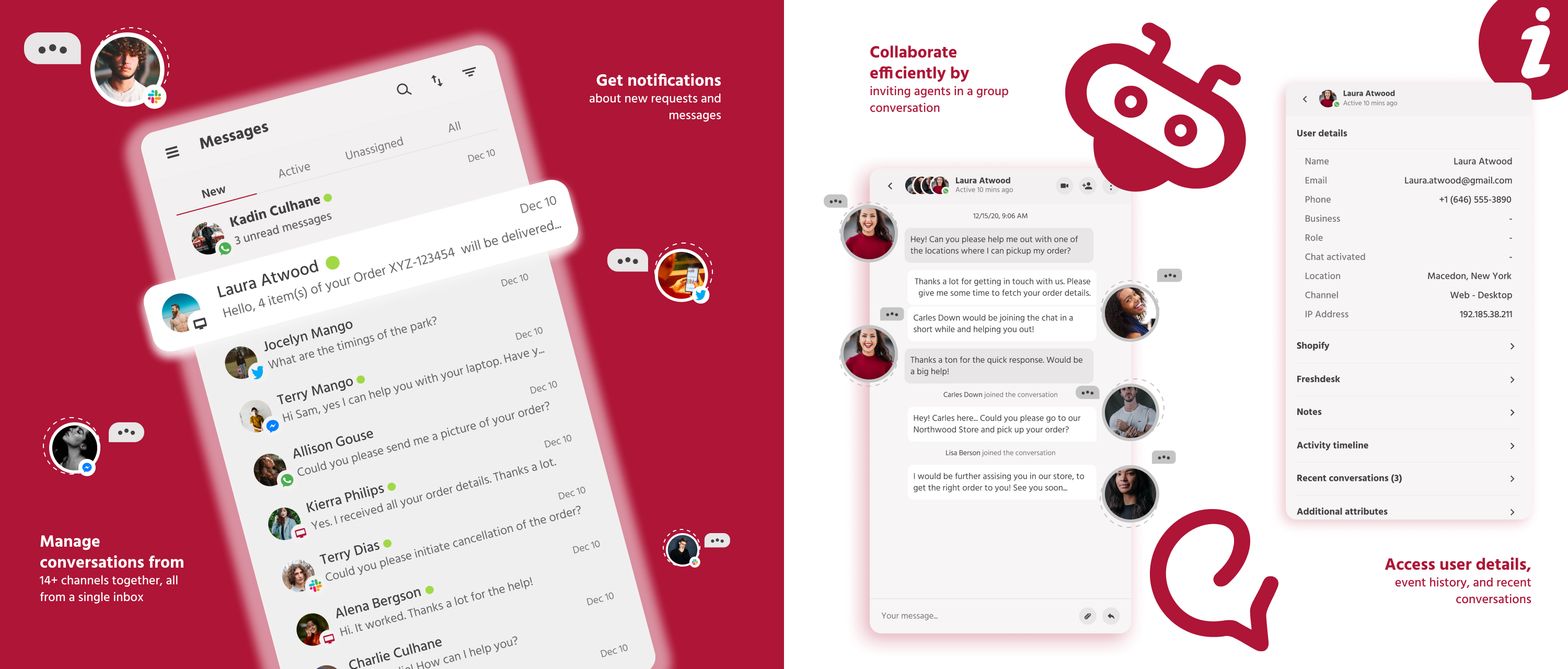 Engati Live Chat mobile app screens